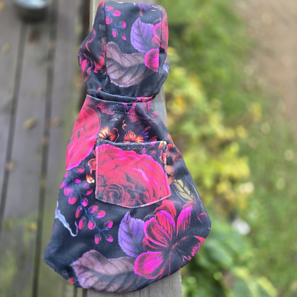 Floral Dog Coat - Pink and Black